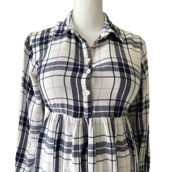 ISABEL MATERNITY Plaid Long Sleeve Button Down Empire Waist Flowy Blouse Size M - Picture 6 of 12